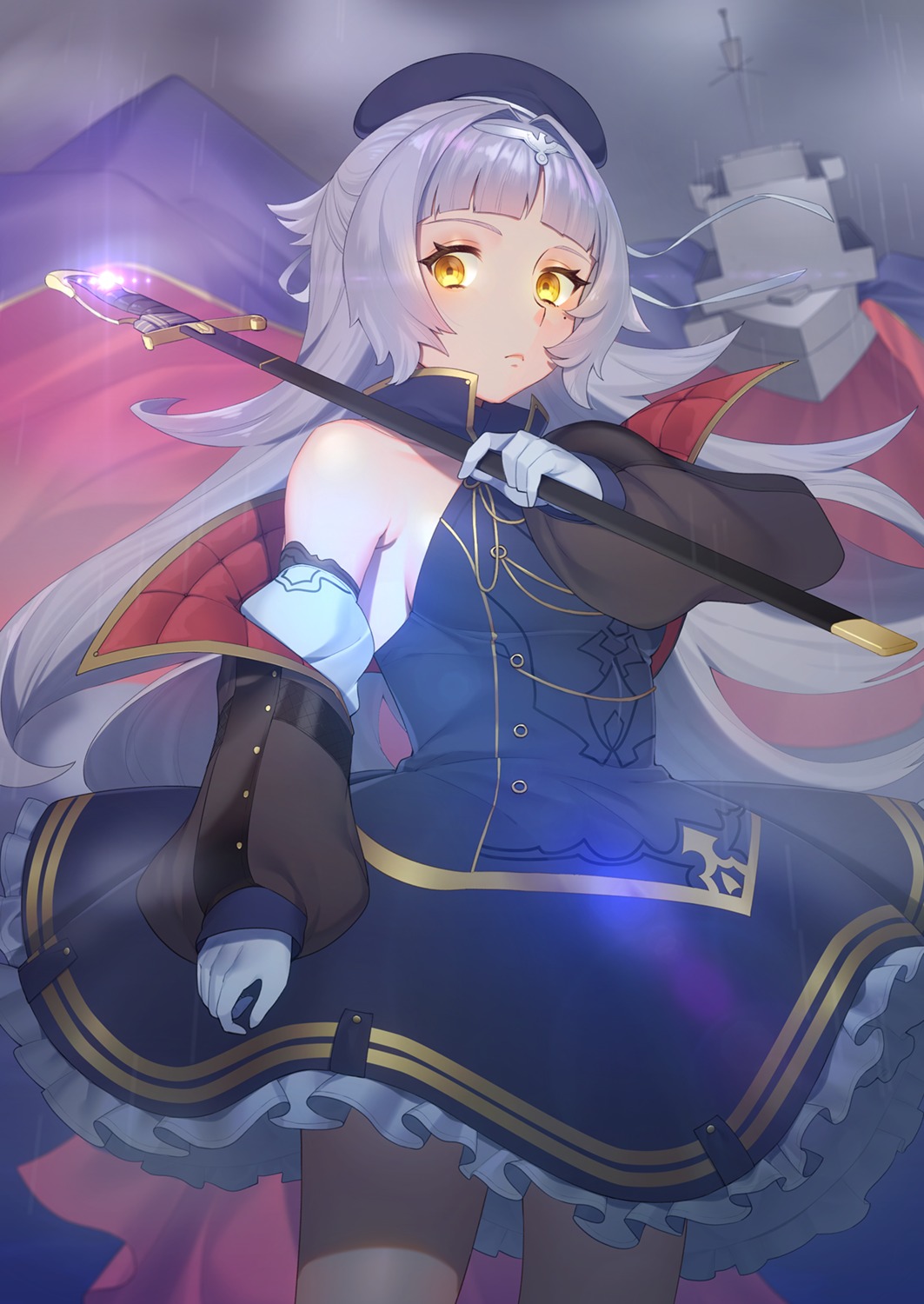 azur_lane, mimiko_(fuji_310), skirt_lift, sword, uniform, z46_(azur_lane)