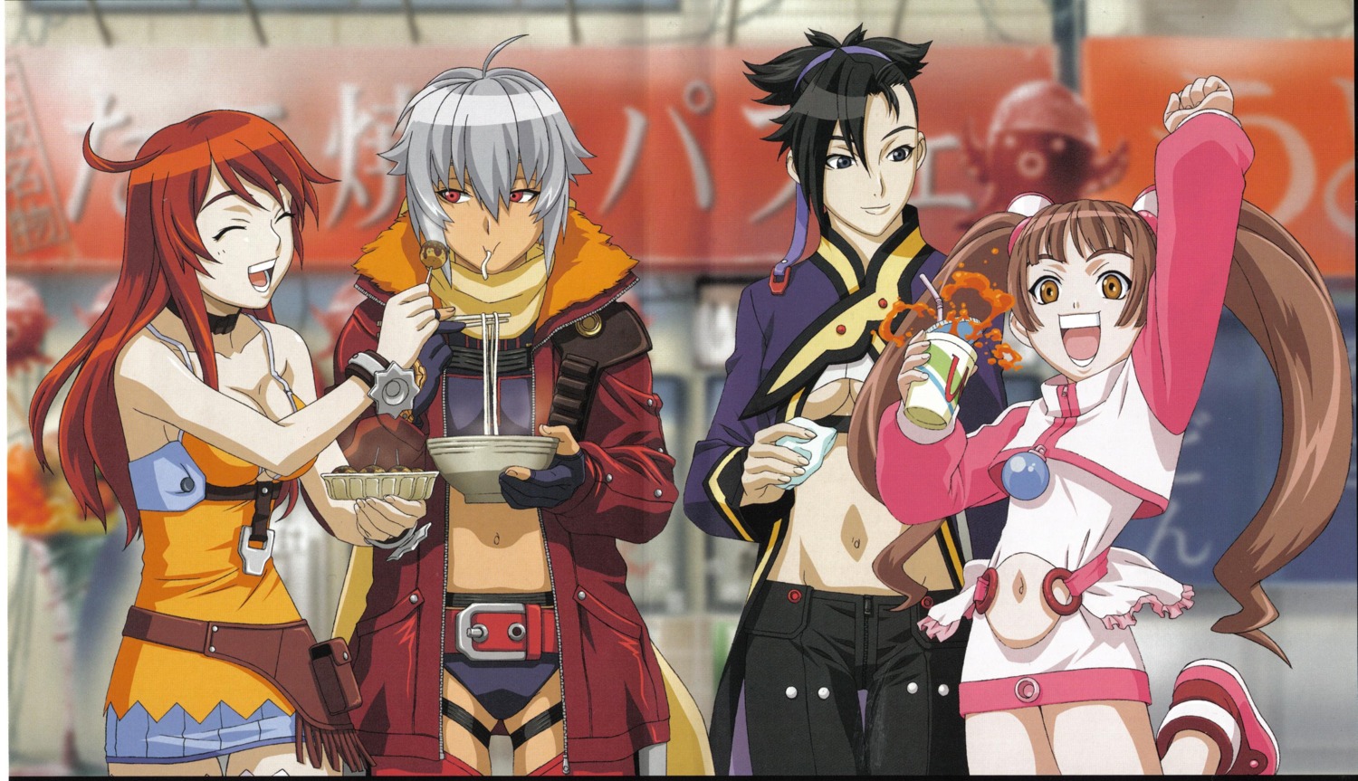 amy, bakuretsu_tenshi, cleavage, dress, horiuchi_osamu, jo, meg_(bakuretsu_tenshi), pantsu