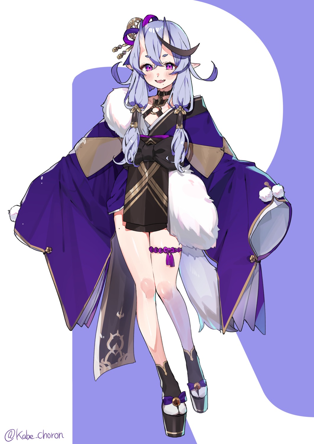 garter, horns, idenshi_hina, japanese_clothes, nijisanji, nijisanji_seeds, rindou_mikoto
