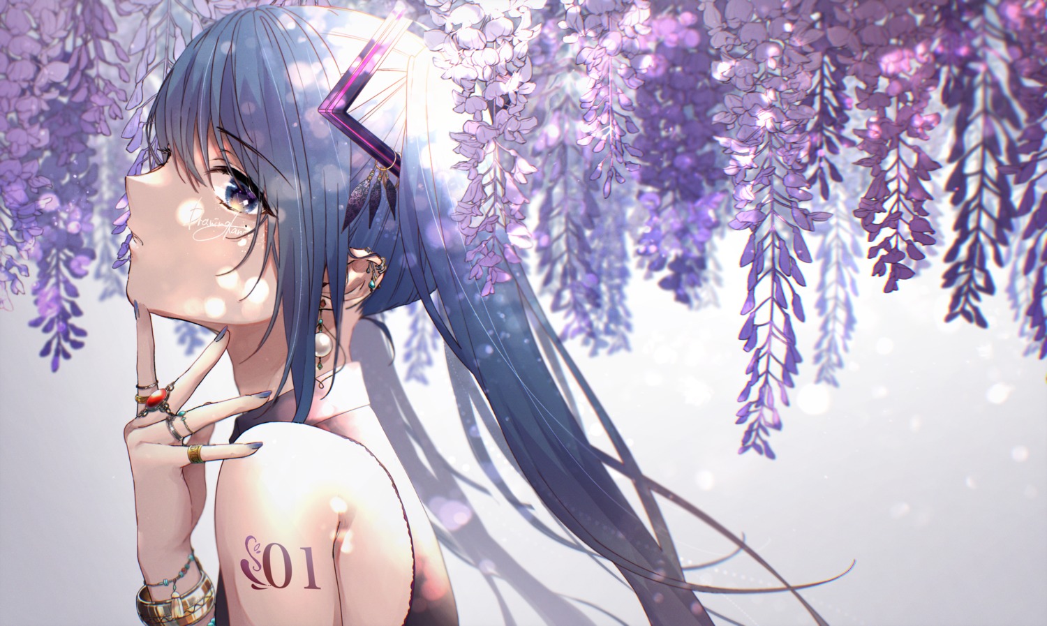 drawing_kanon, hatsune_miku, tattoo, vocaloid