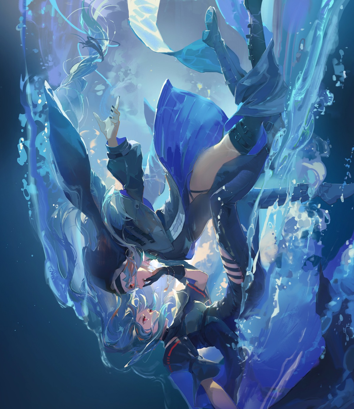 a-m-one, arknights, garter, nun, skadi_(arknights), specter_(arknights), thighhighs, yuri