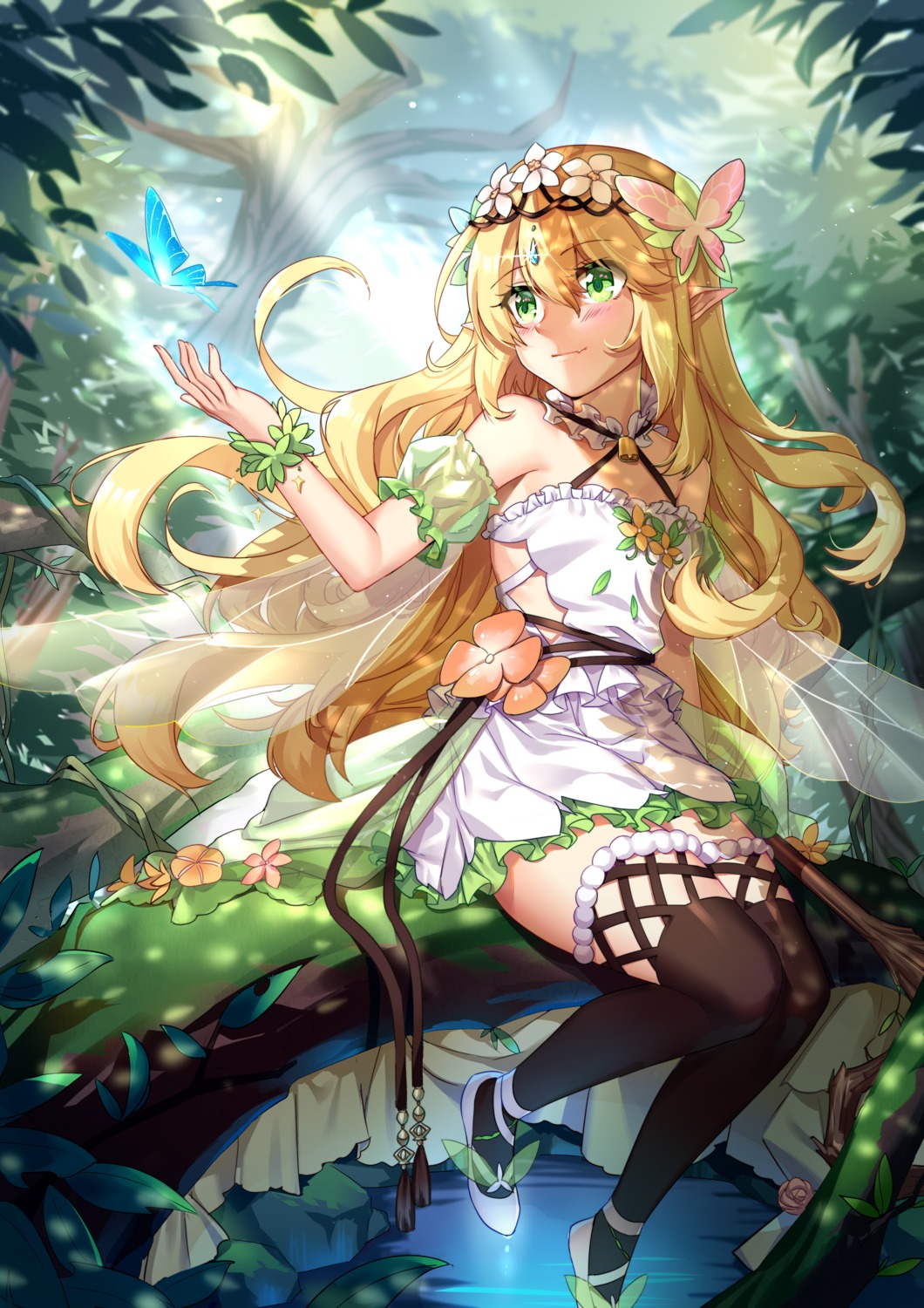 aer_(tengqiu), pointy_ears, thighhighs, wings