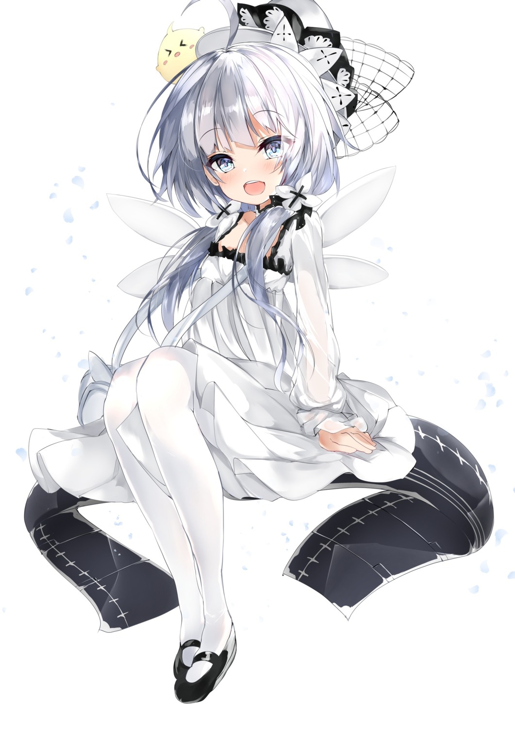 azur_lane, dress, illustrious_(azur_lane), little_illustrious_(azur_lane), mutou_(94753939), pantyhose, see_through, wings