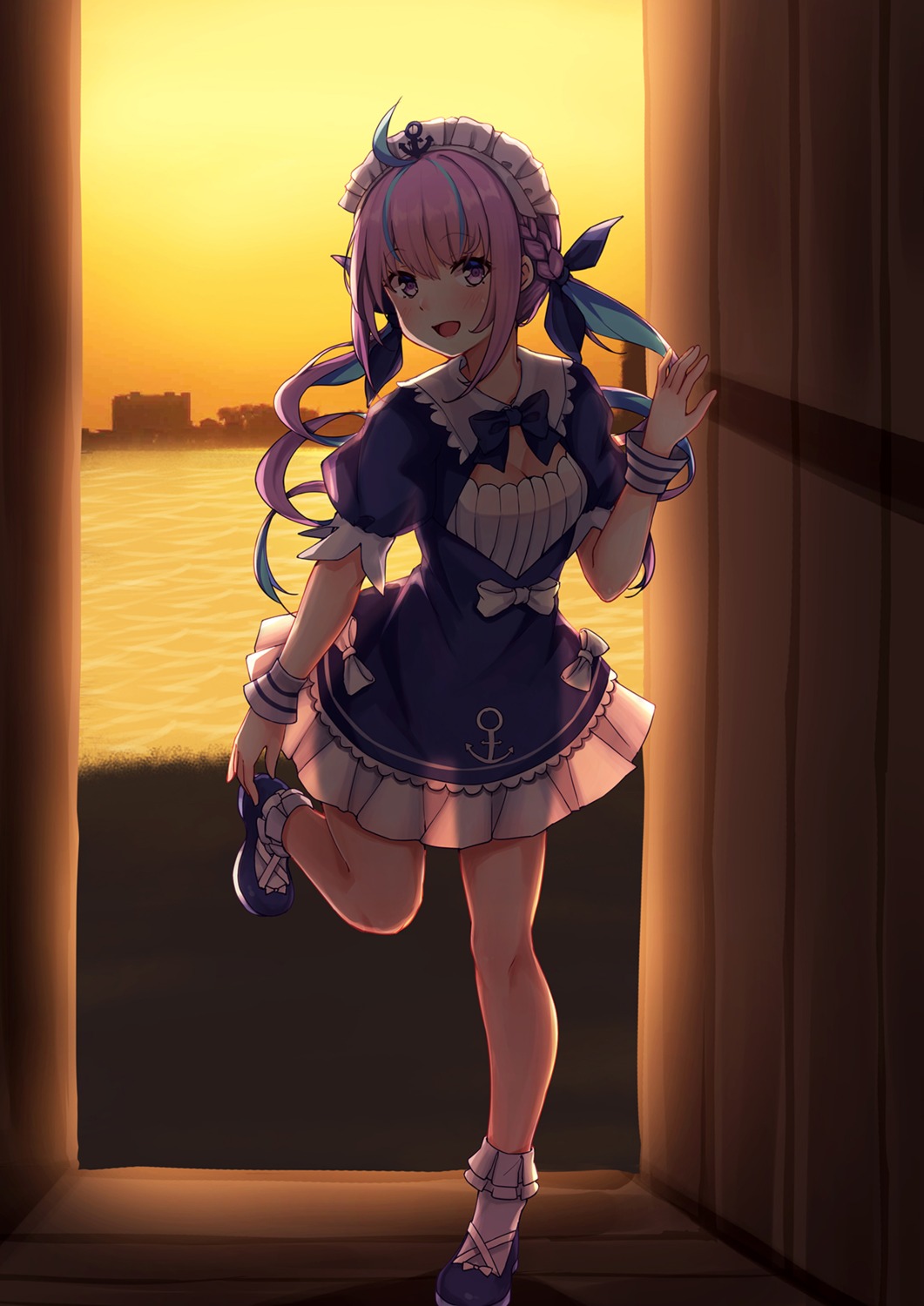 cleavage, hololive, huan_(hao7551789), maid, minato_aqua, see_through