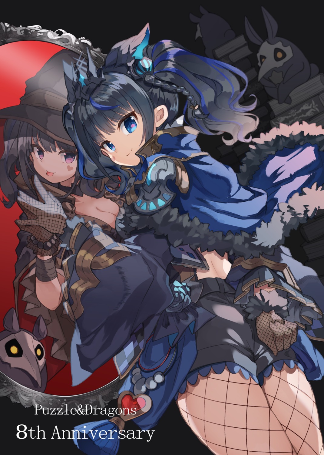 fishnets, kuuron, pantyhose, puzzle_&_dragons, symmetrical_docking, witch, yuri