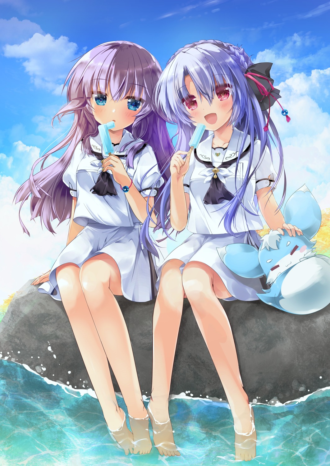 asahina_yori, seifuku, sorakado_ai, sorakado_ao, summer_pockets, wet