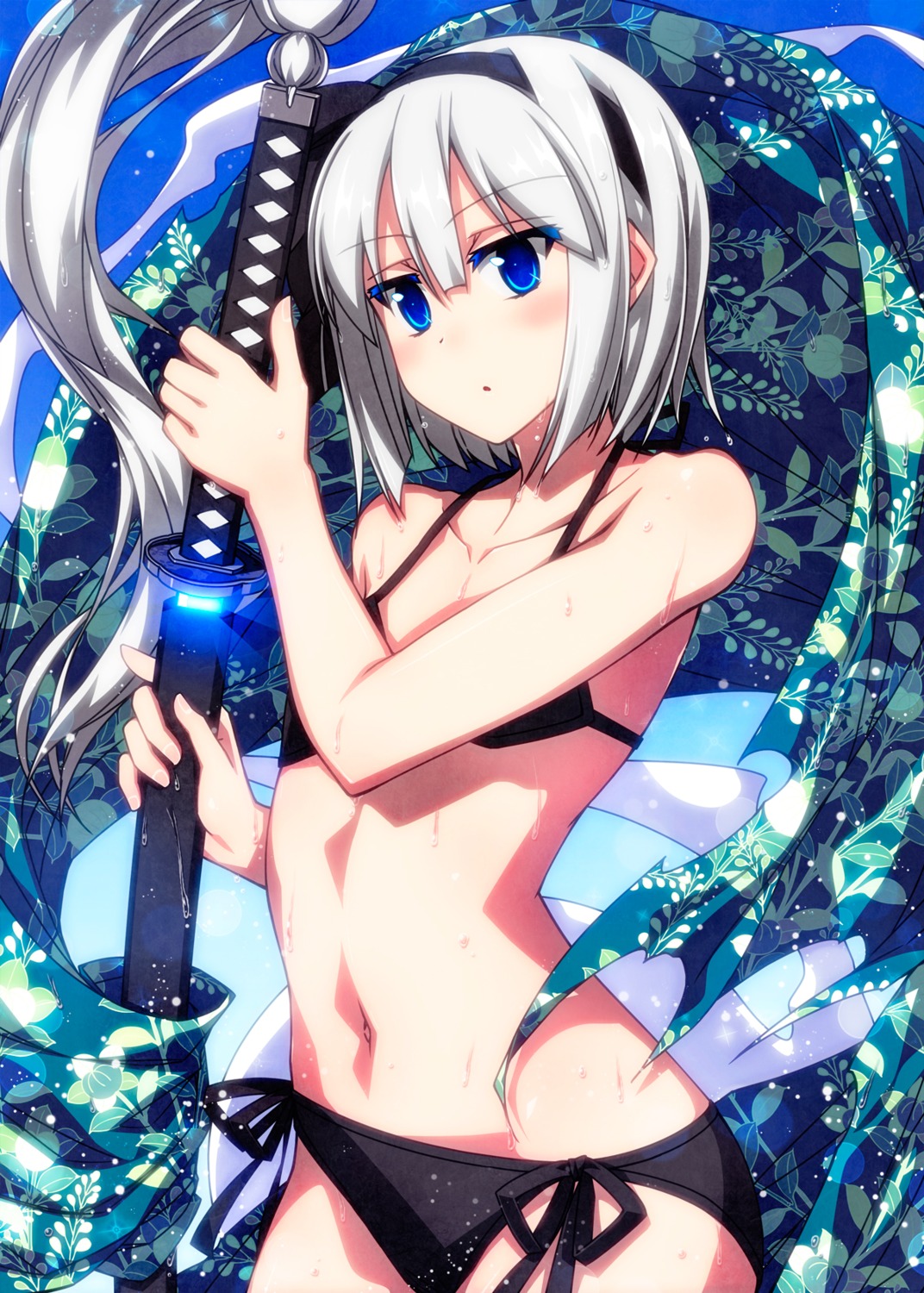 bikini, konpaku_youmu, myon, panty_pull, sazanami_mio, swimsuits, sword, touhou
