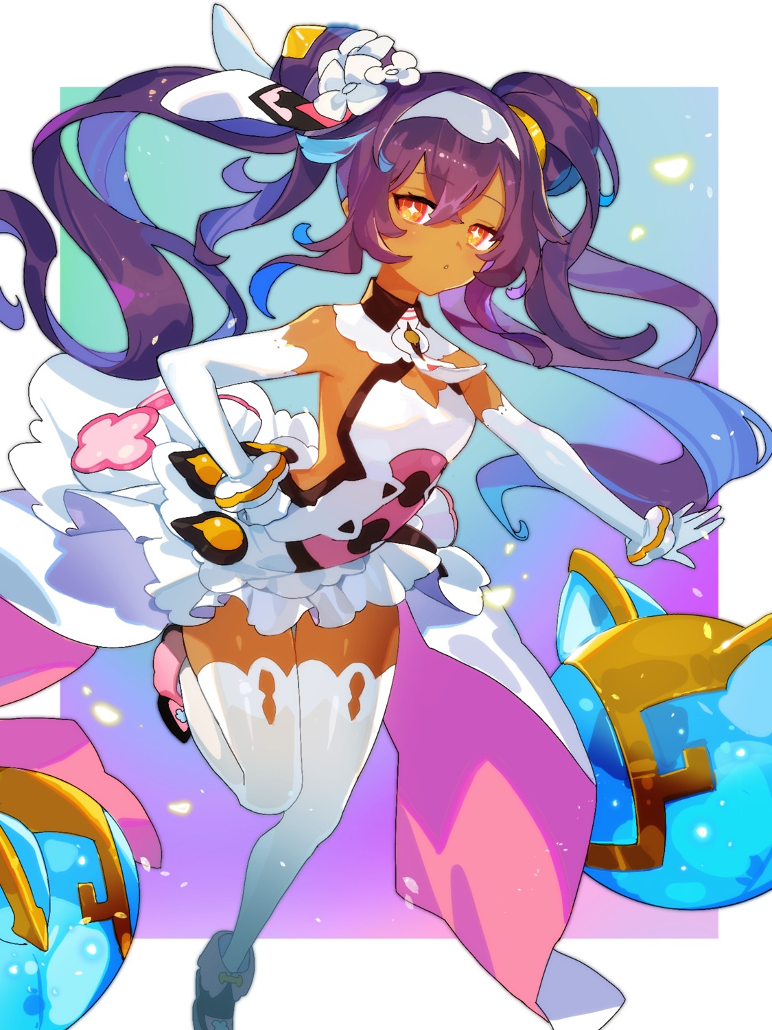dress, neftim, nima_(niru54), no_bra, thighhighs, world_flipper