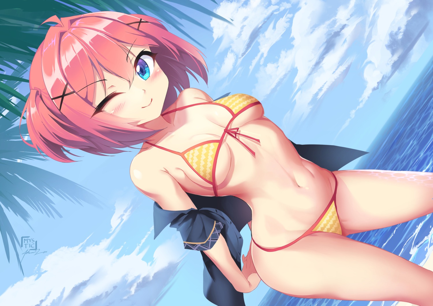 bikini, mystic-san, open_shirt, swimsuits