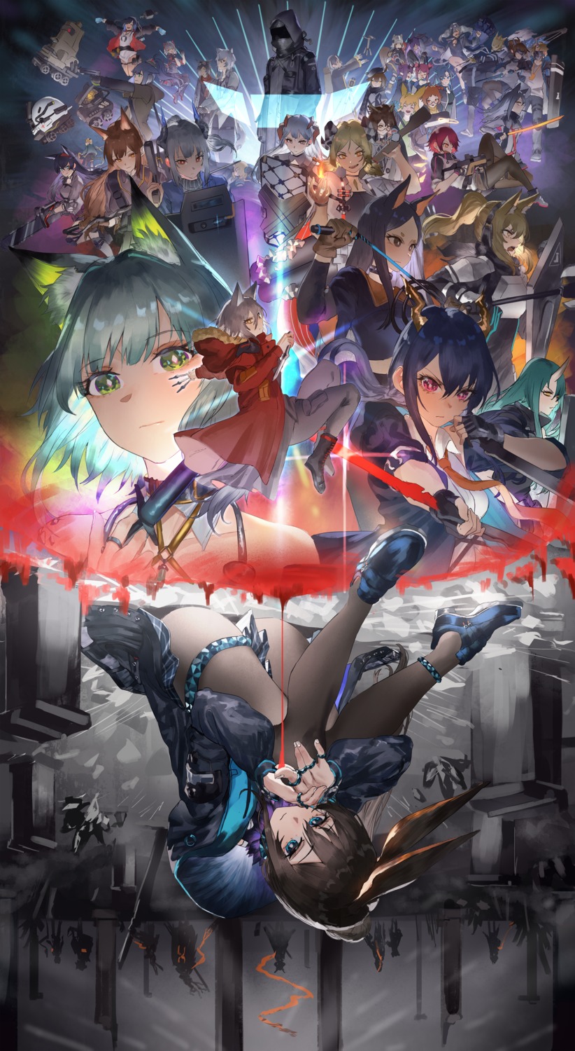 amiya_(arknights), animal_ears, arknights, beagle_(arknights), blaze_(arknights), bunny_ears, ch'en_(arknights), closure_(arknights), courier_(arknights), dobermann_(arknights), doctor_(arknights), exusiai_(arknights), fang_(arknights), franka_(arknights), garter, heels, hibiscus_(arknights), hoshiguma_(arknights), ifrit_(arknights), jessica_(arknights), kal'tsit_(arknights), kroos_(arknights), lava_(arknights), liskarm_(arknights), magallan_(arknights), megane, nearl_(arknights), nekomimi, pantyhose, plume_(arknights), projekt_red_(arknights), rope_(arknights), saria_(arknights), shaw_(arknights), silent_(arknights), silverash_(arknights), skirt_lift, skyfire_(arknights), tagme, texas_(arknights), vanilla_(arknights), w_(arknights), weapon