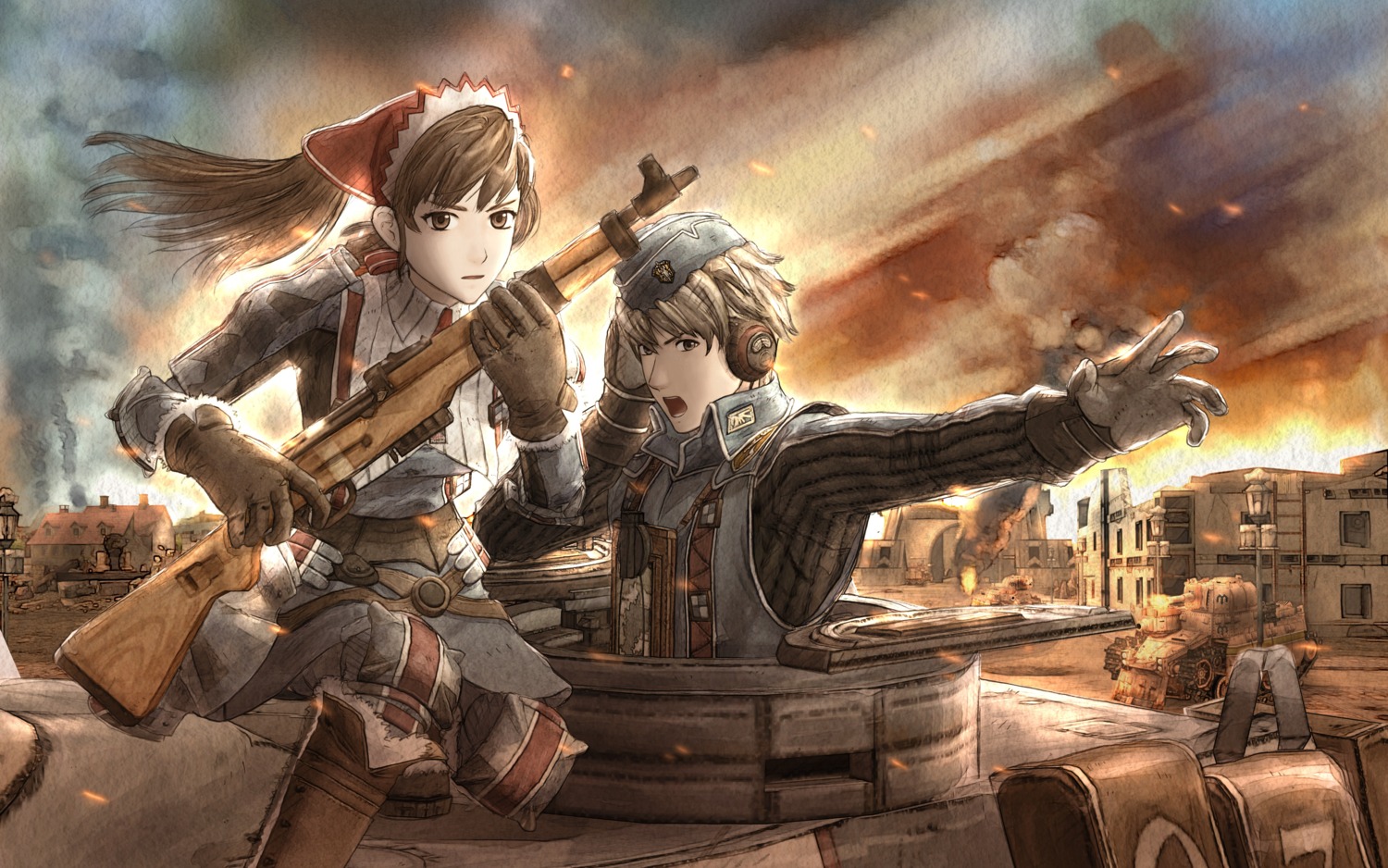 alicia_melchiott, uniform, valkyria_chronicles, welkin_gunther
