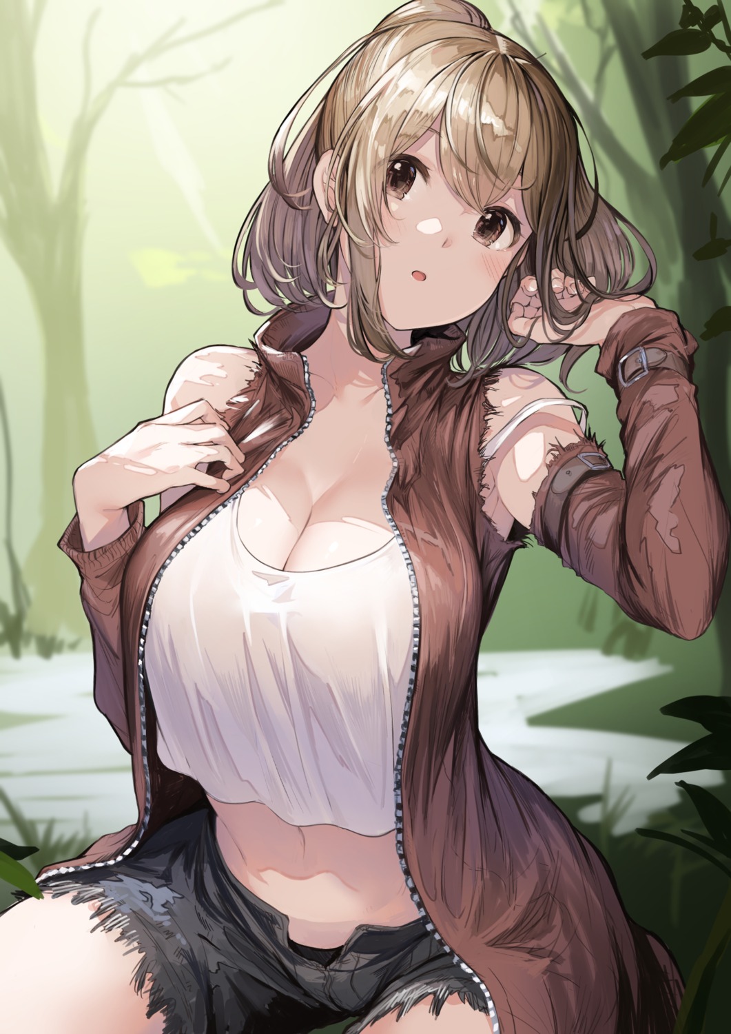 cleavage, koruse, torn_clothes