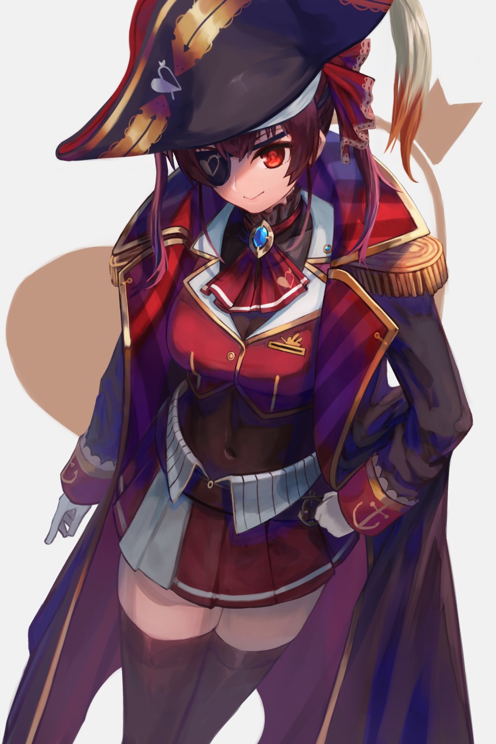 eyepatch, hololive, houshou_marine, pirate, pyytato, thighhighs