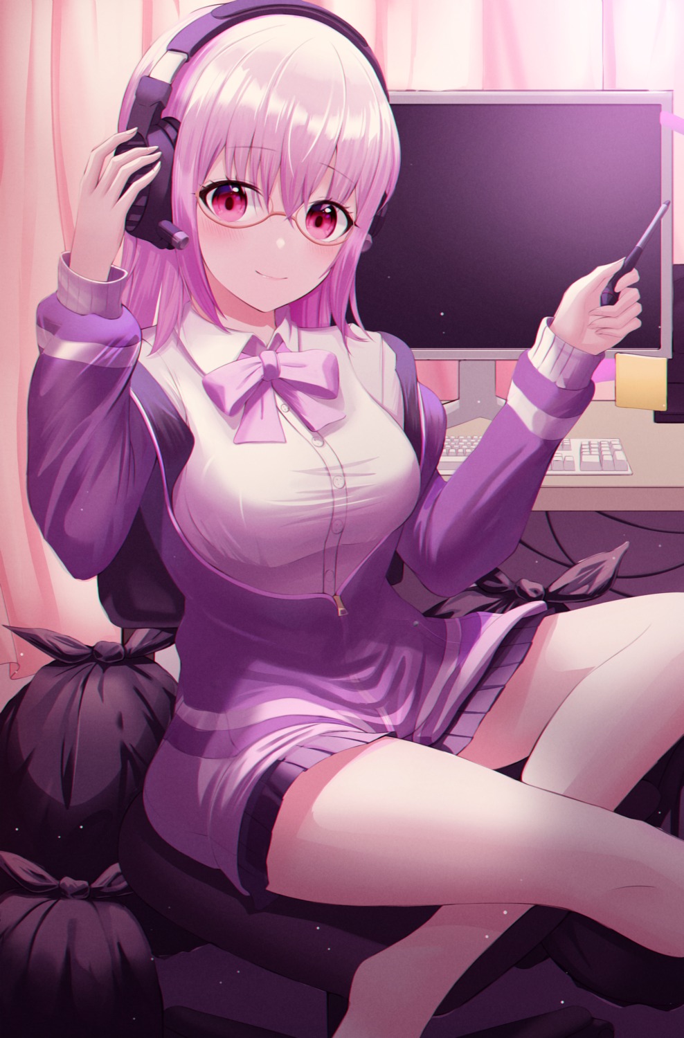 bexercube, gridman_universe, headphones, megane, seifuku, shinjou_akane, ssss.gridman