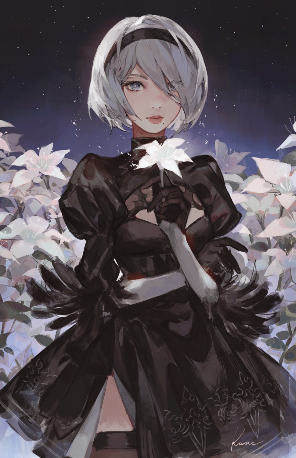 dress, kanekiru, nier, nier_automata, thighhighs, yorha_no.2_type_b