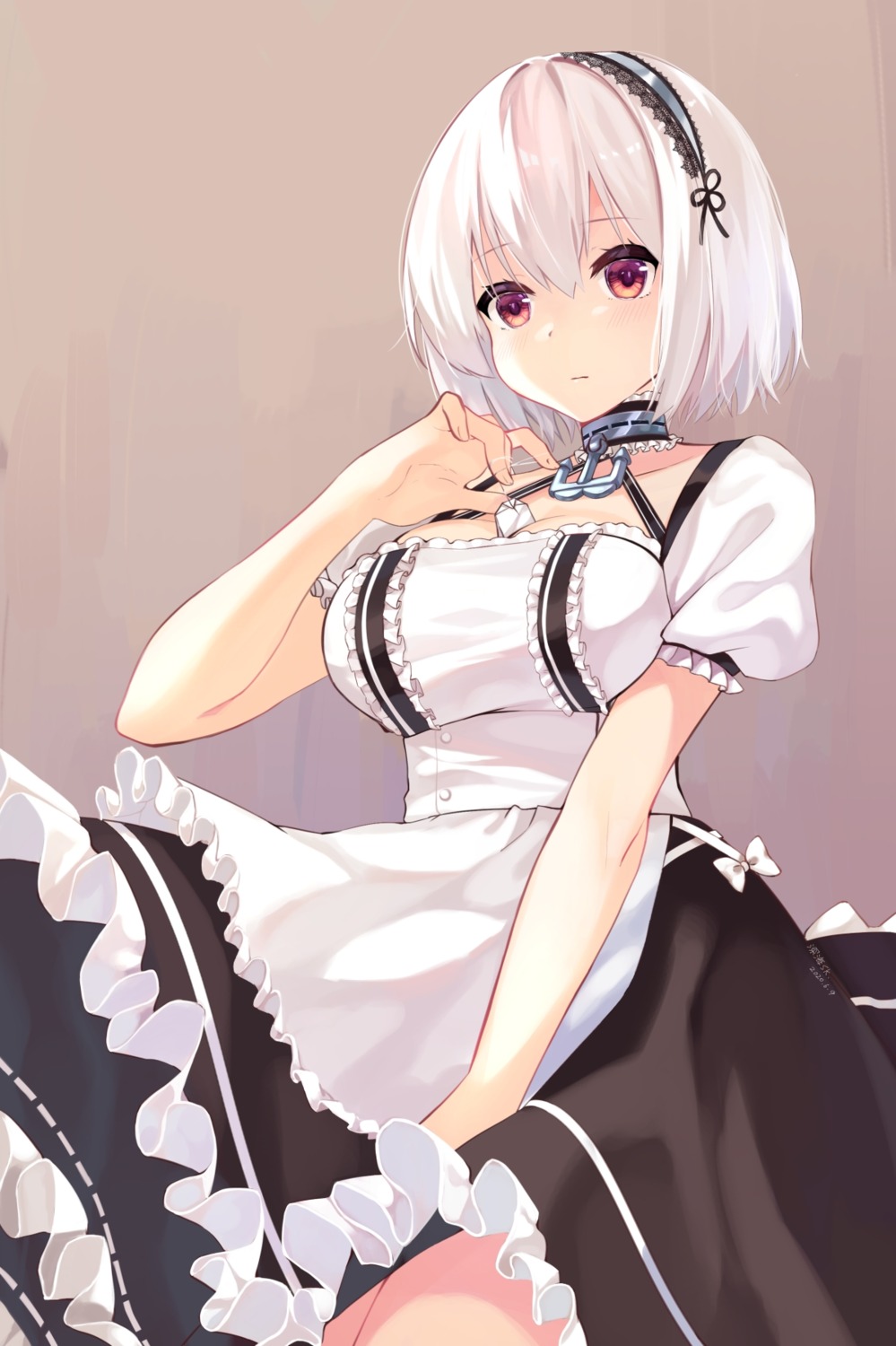 azur_lane, cleavage, maid, shinkai_kokoa, sirius_(azur_lane), skirt_lift