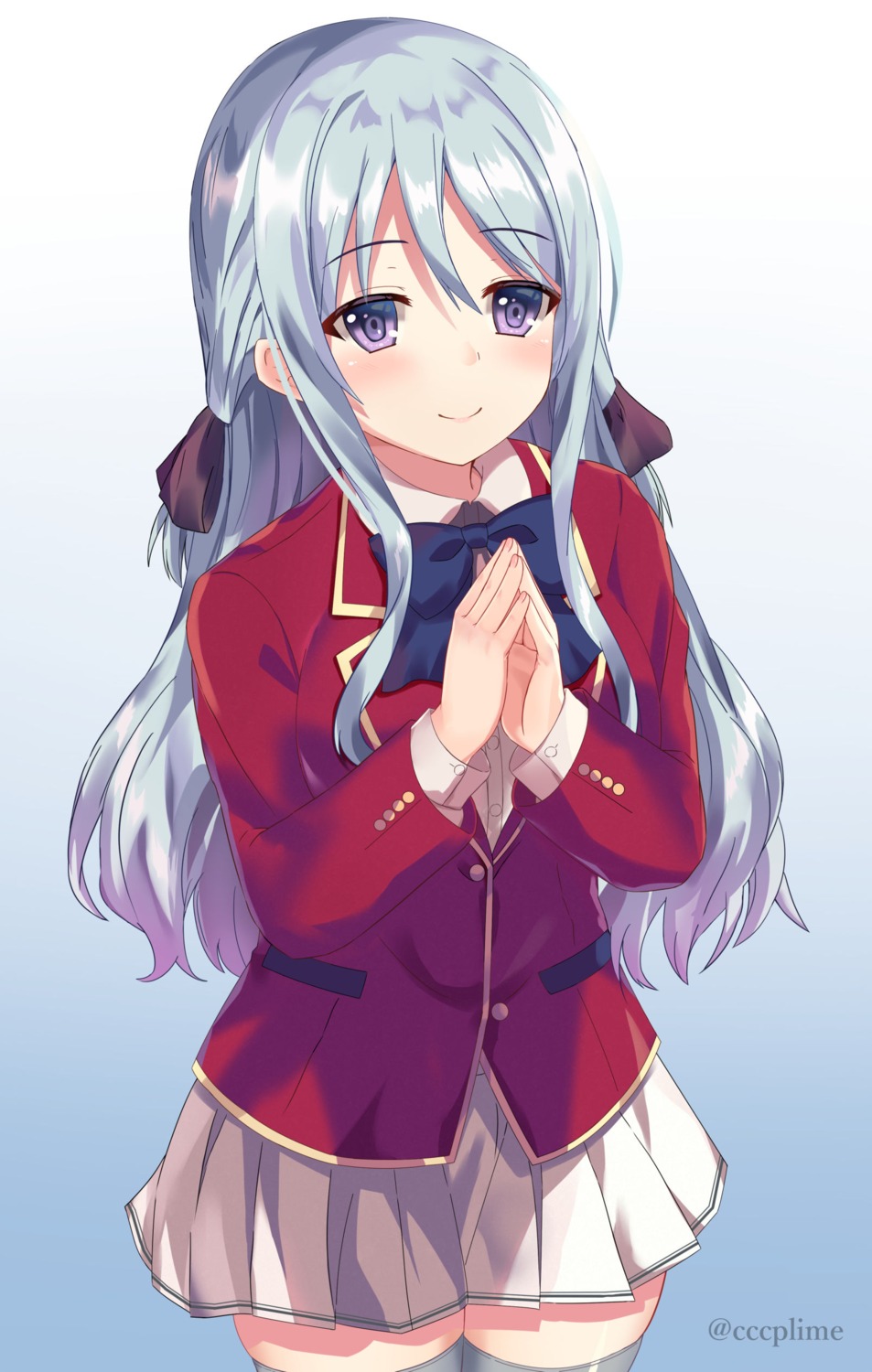 seifuku, thighhighs, yagiryu, youkoso_jitsuryoku_shijou_shugi_no_kyoushitsu_e