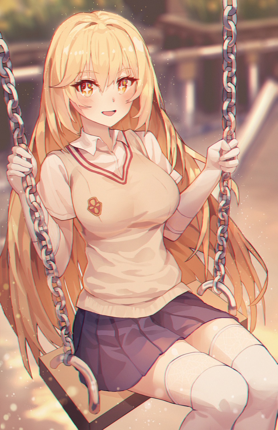 seemu_(wnslqjdignv_), seifuku, shokuhou_misaki, sweater, thighhighs, toaru_kagaku_no_railgun, toaru_majutsu_no_index