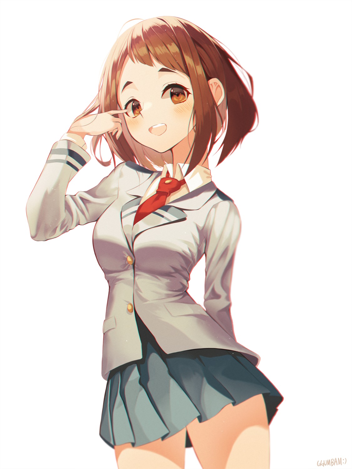 boku_no_hero_academia, ggumbam, seifuku, uraraka_ochako