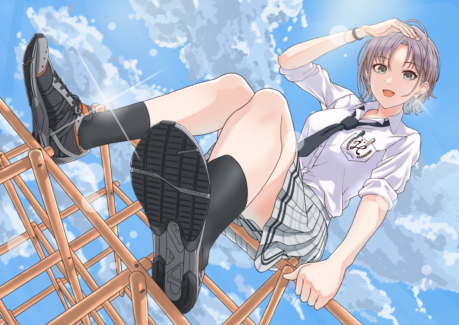 asakura_tooru, hachisu_lotus, seifuku, skirt_lift, the_idolm@ster, the_idolm@ster_shiny_colors