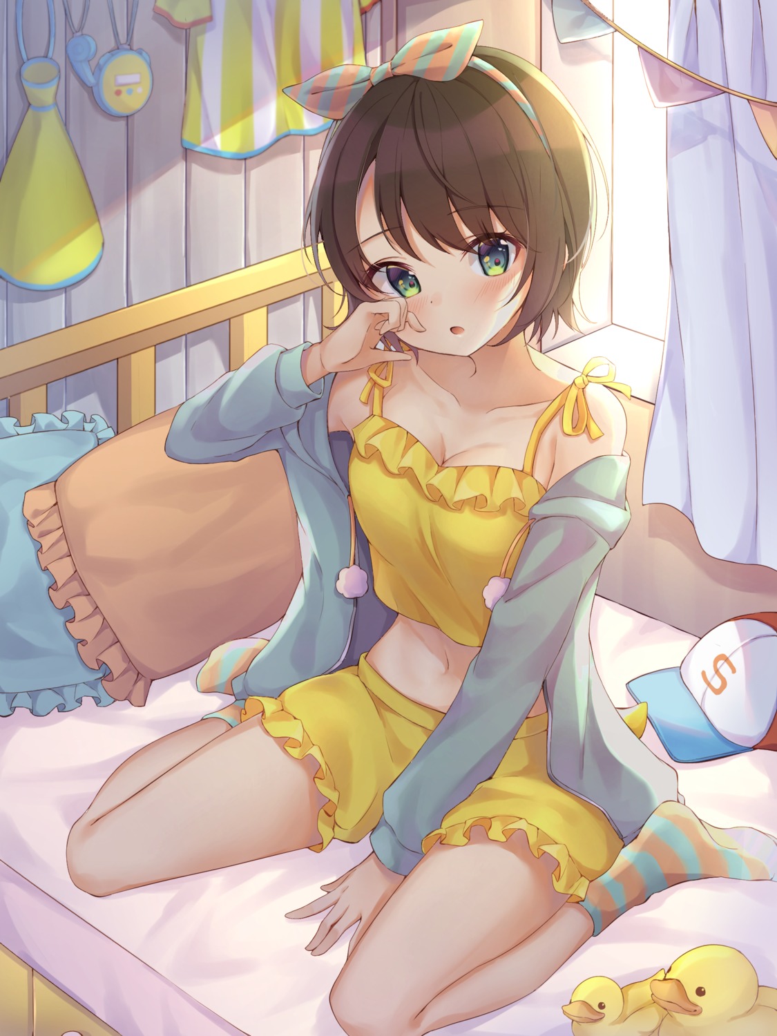 cleavage, hololive, oozora_subaru, pajama, poe_(528yuzunon)