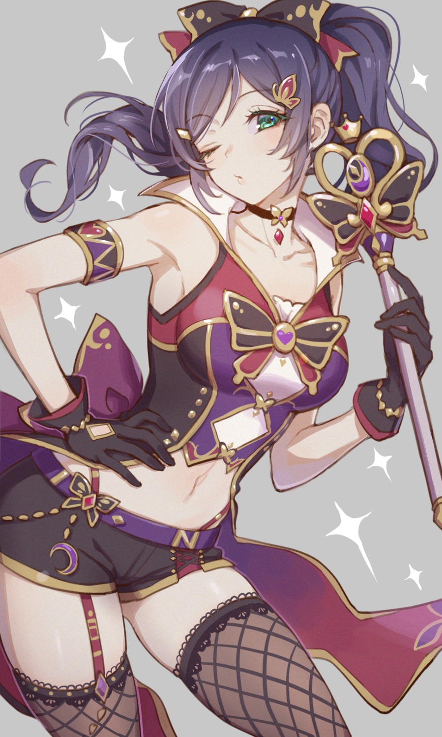fishnets, io_(sinking=carousel), love_live!, love_live!_(series), stockings, thighhighs, toujou_nozomi, weapon