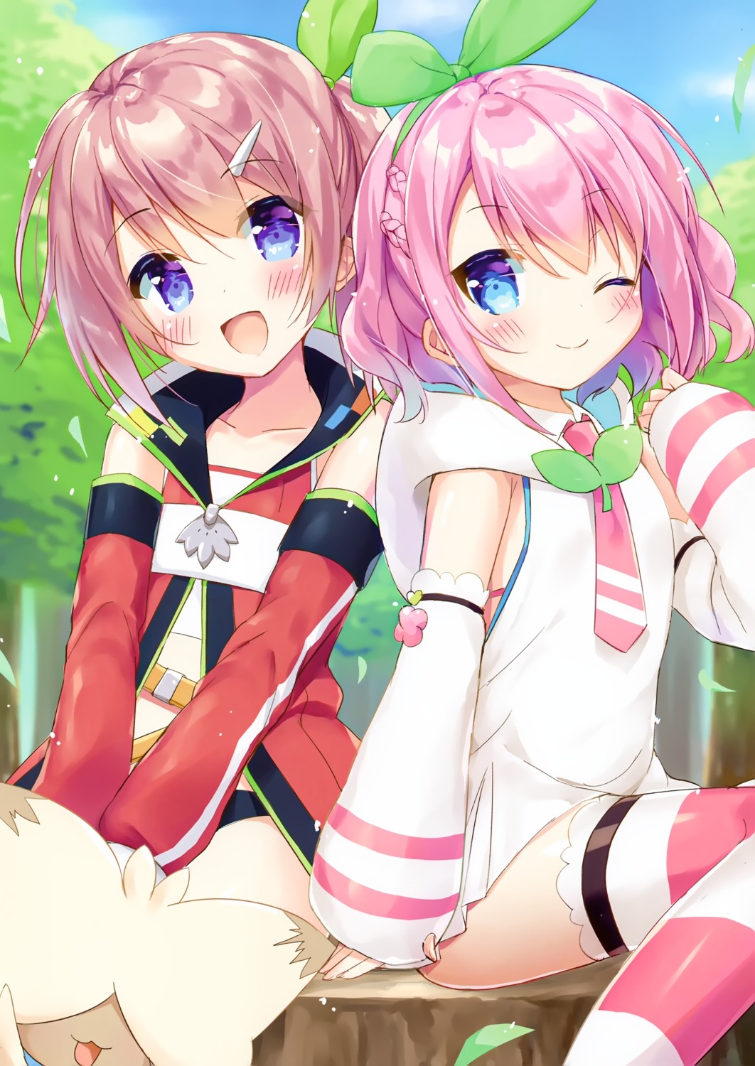 dress, garter, kana_(tales_of_link), lippy_(tales_of_link), natsuki_marina, sara_(tales_of_link), skirt_lift, tales_of_link
