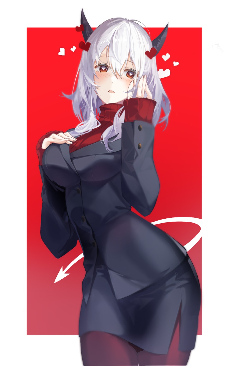 business_suit, helltaker, horns, modeus_(helltaker), mute_fanta855, pantyhose, sweater, tail