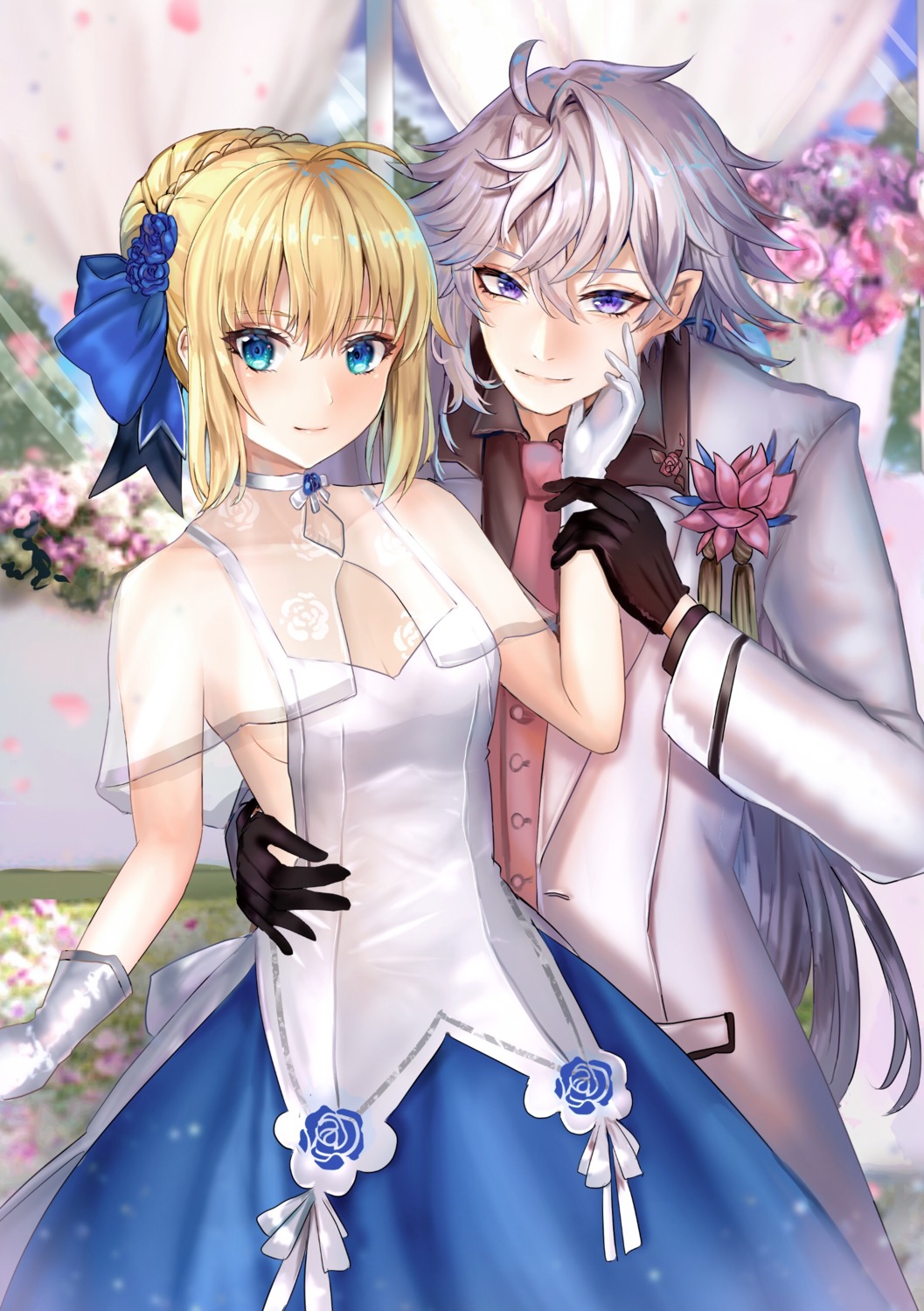 artoria_pendragon_(fate), fate/grand_order, merlin_(fate/stay_night), nepodayo, no_bra, pointy_ears, see_through