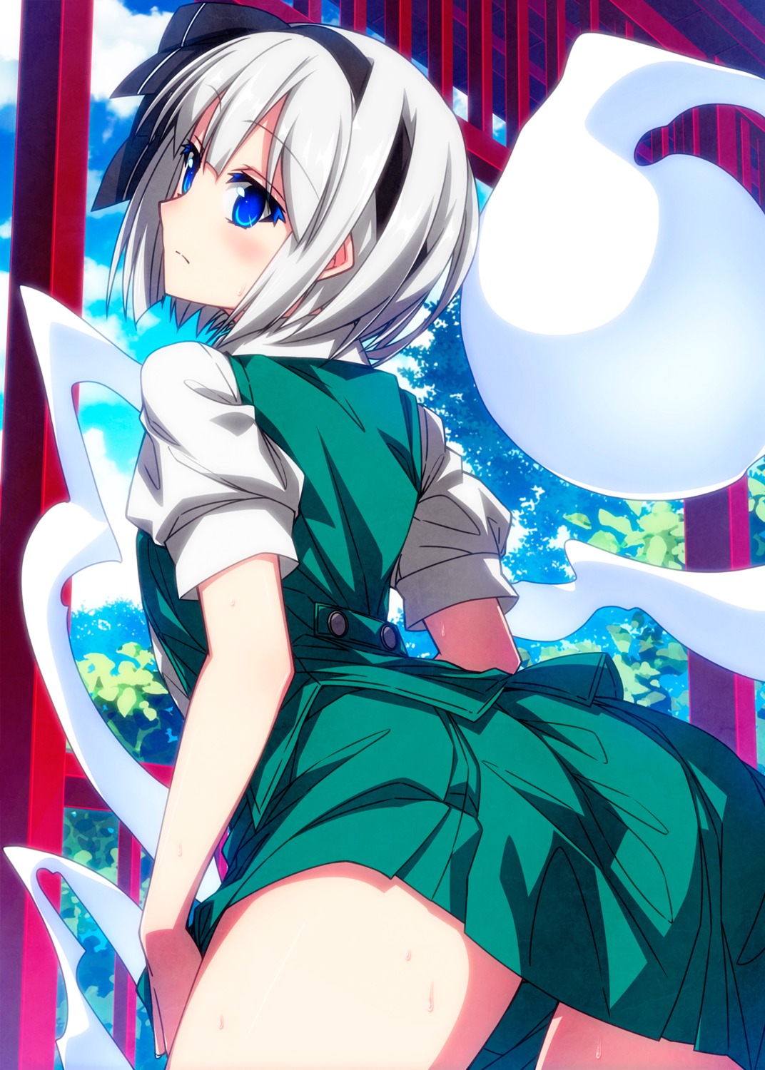 ass, konpaku_youmu, myon, sazanami_mio, skirt_lift, touhou