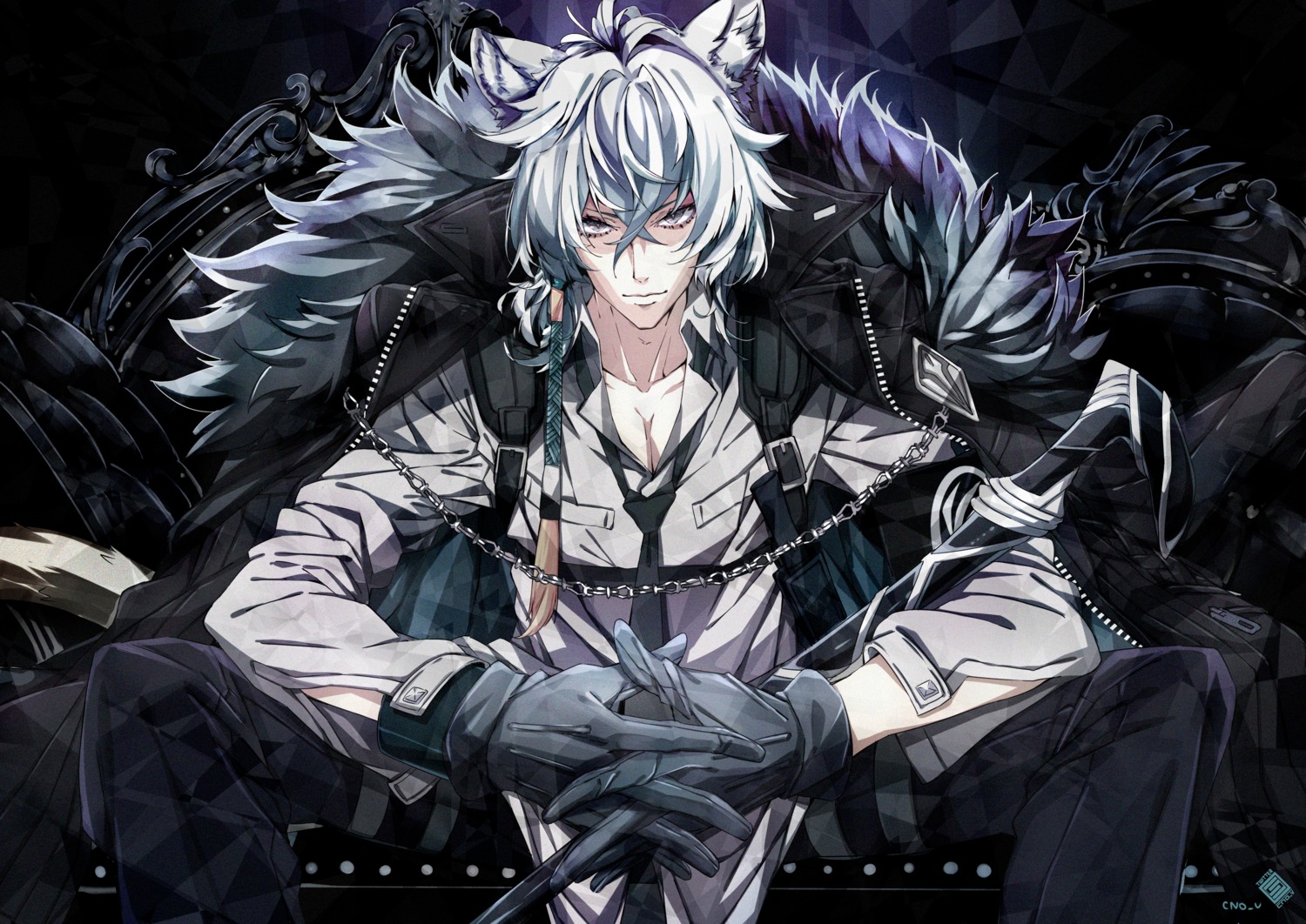 animal_ears, arknights, cno, male, silverash_(arknights)
