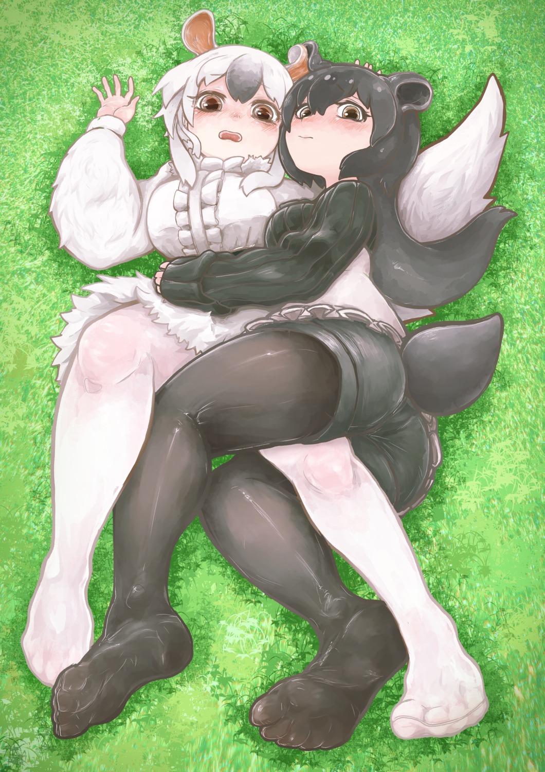 animal_ears, feet, kemono_friends, komeiponkiti, malayan_tapir, pantyhose, southern_tamandua, tail, yuri