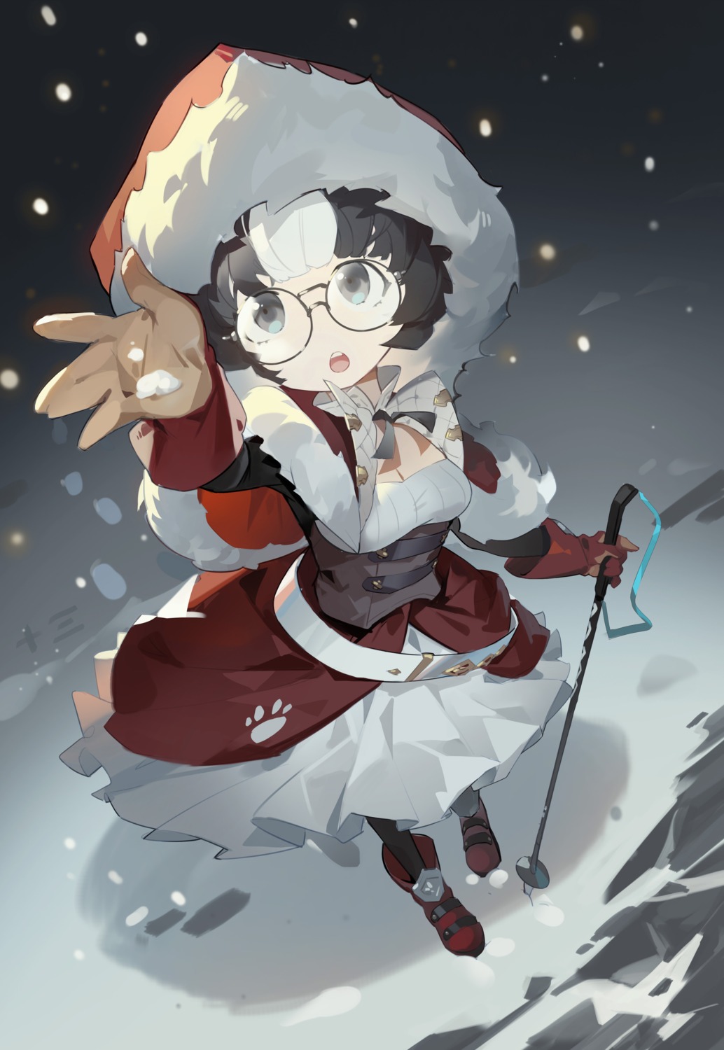 azur_lane, christmas, cleavage, helic_(7317helic), megane