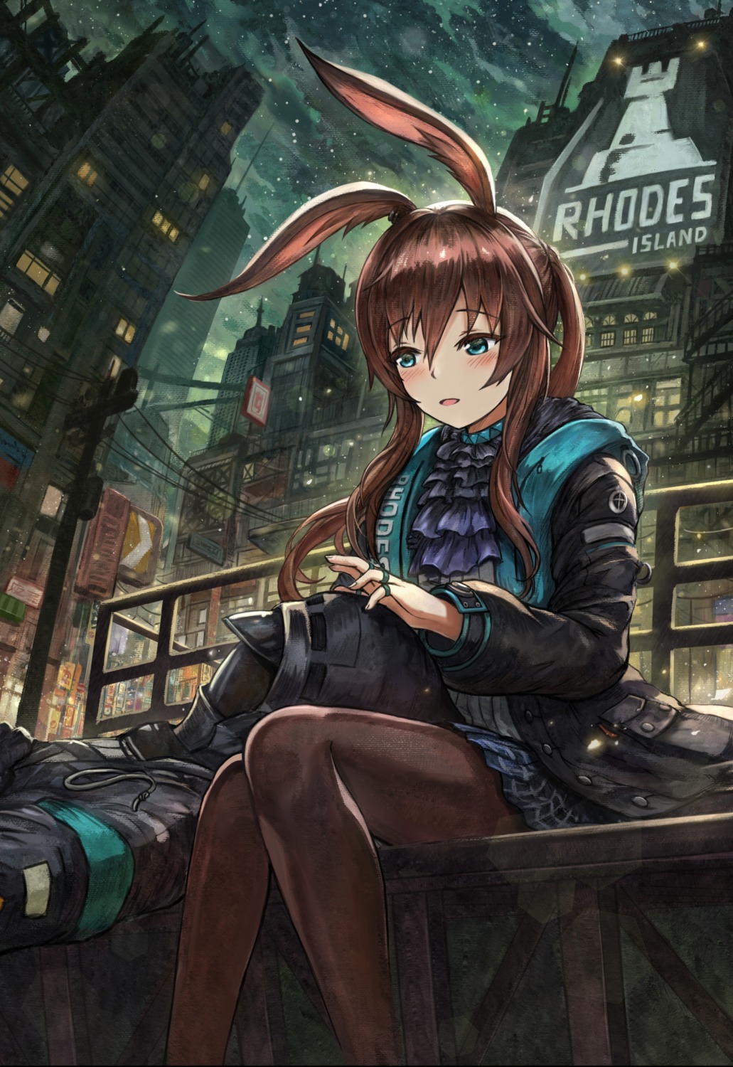 amiya_(arknights), animal_ears, arknights, bunny_ears, edy_setiawan_wijaya, pantyhose