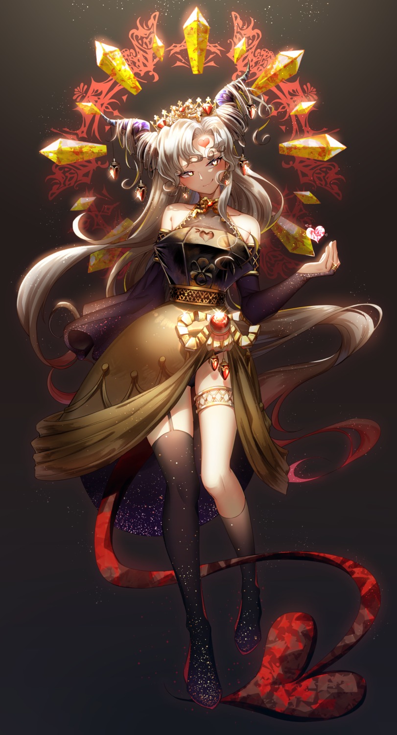 dress, garter, horns, menna_(0012), pantsu, stockings, tail, thighhighs