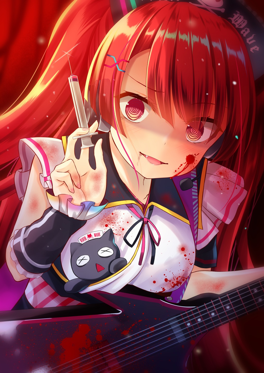 akiraon, blood, guitar, konoha_(sound_voltex), nurse, sound_voltex