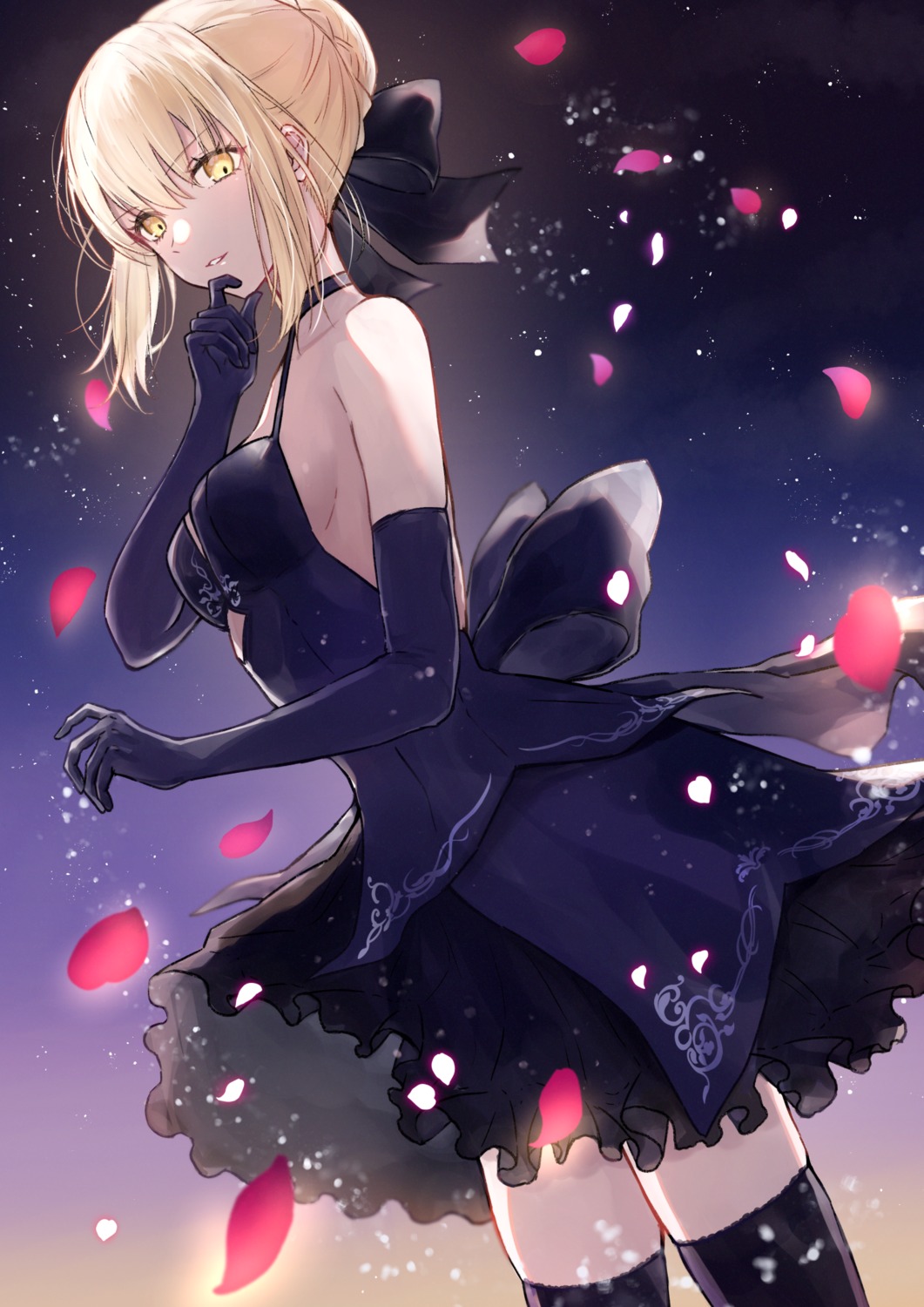 artoria_pendragon_(fate), artoria_pendragon_alter_(fate), dress, fate/grand_order, meltymaple, no_bra, thighhighs