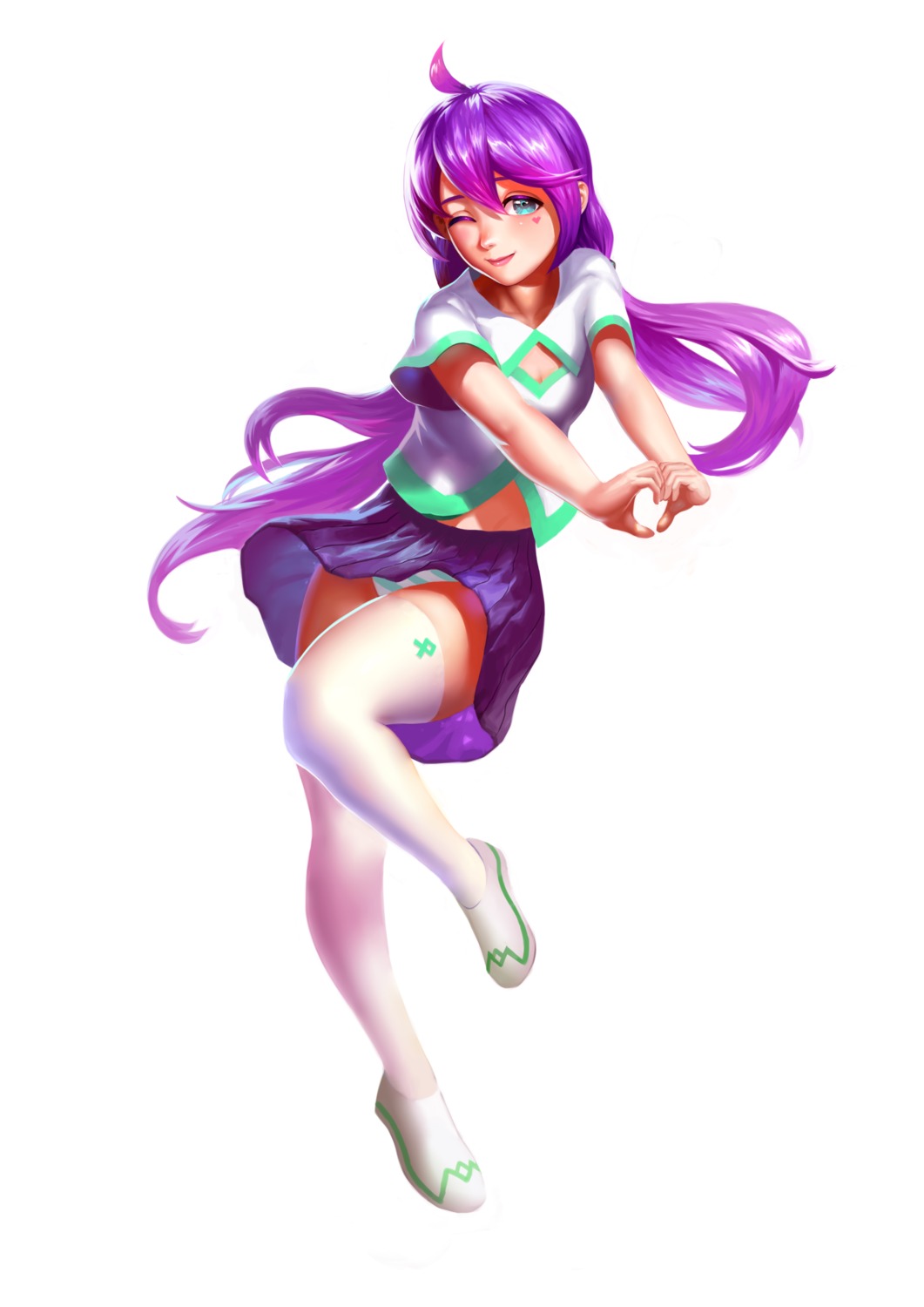 cleavage, pantsu, shimapan, skirt_lift, thighhighs, zymv587