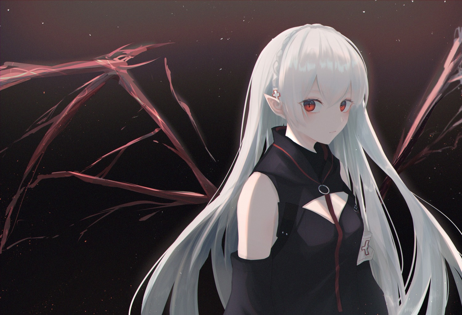 7ife, arknights, pointy_ears, warfarin_(arknights), wings