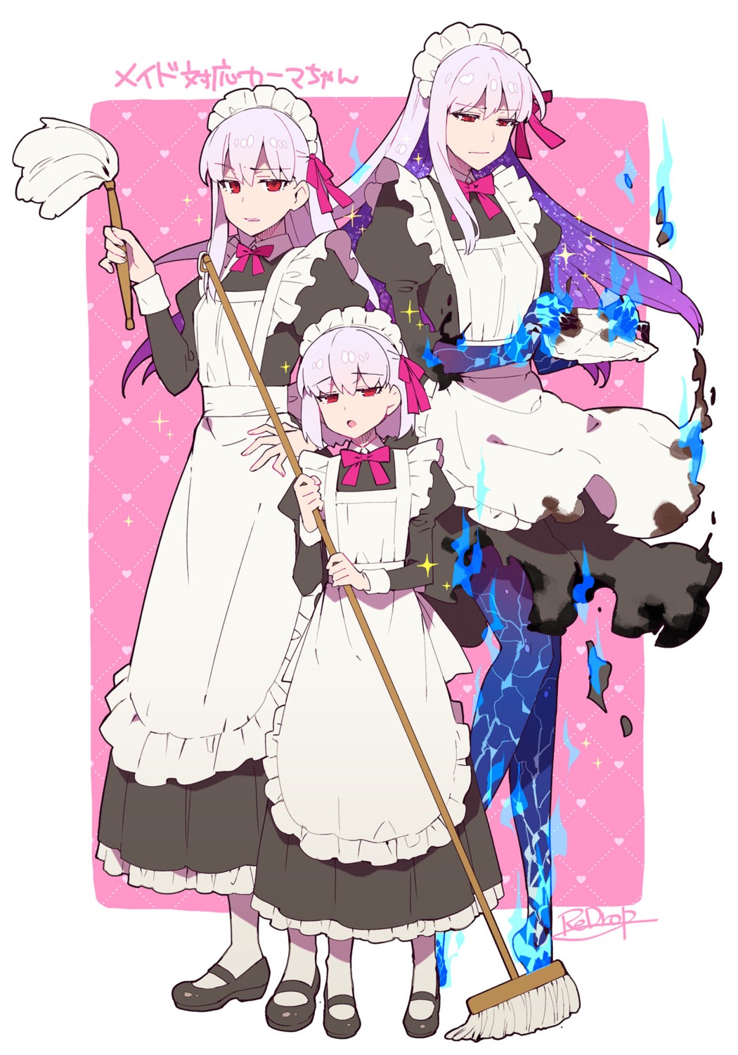 fate/grand_order, kama_(fate), maid, redrop, torn_clothes