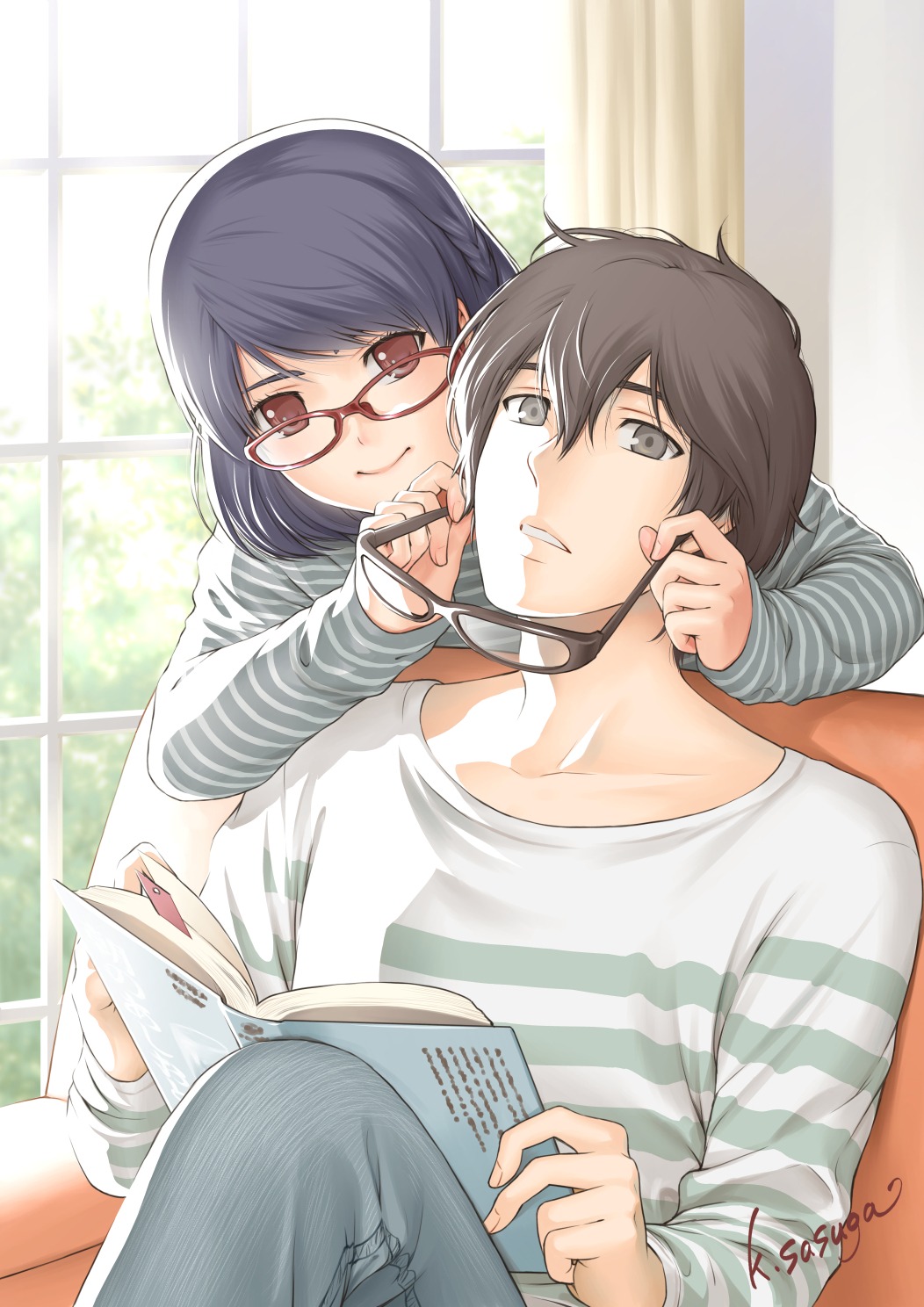 domestic_na_kanojo, fujii_natsuo, megane, sasuga_kei, tachibana_rui