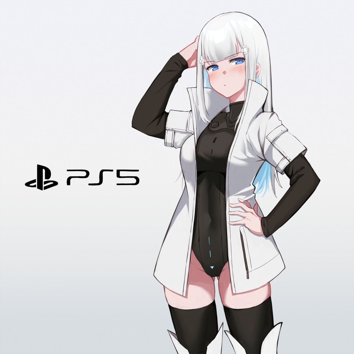 bishi_(bishi), leotard, os-tan, ps5-tan, thighhighs