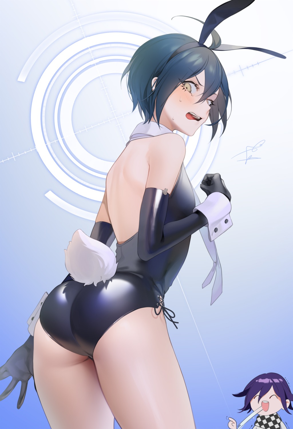 animal_ears, ass, bunny_ears, bunny_girl, dangan-ronpa, dangan-ronpa_v3, ohisashiburi, ouma_kokichi, saihara_shuichi, tail, trap