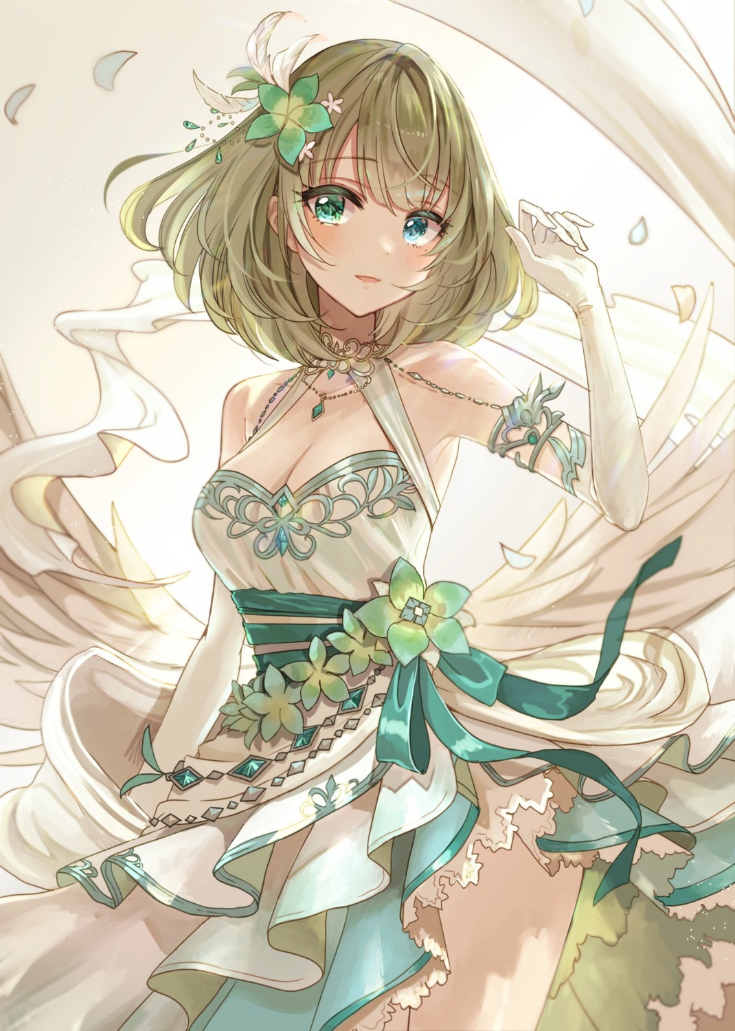 cleavage, dress, heterochromia, rum_raisin_(chihiromakita19), skirt_lift, takagaki_kaede, the_idolm@ster, the_idolm@ster_cinderella_girls