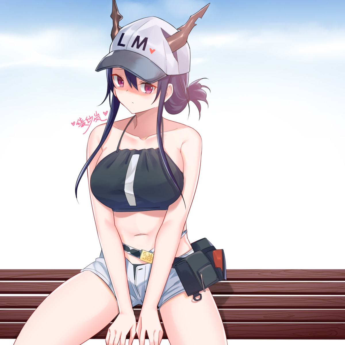 arknights, bikini, ch'en_(arknights), horns, lanelise, swimsuits
