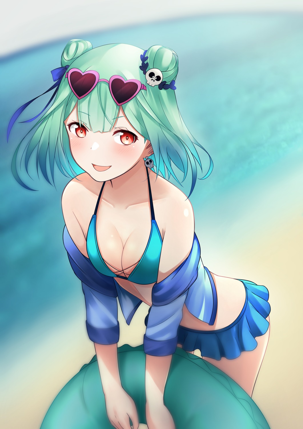 bikini, hololive, megane, mr2d, open_shirt, swimsuits, uruha_rushia