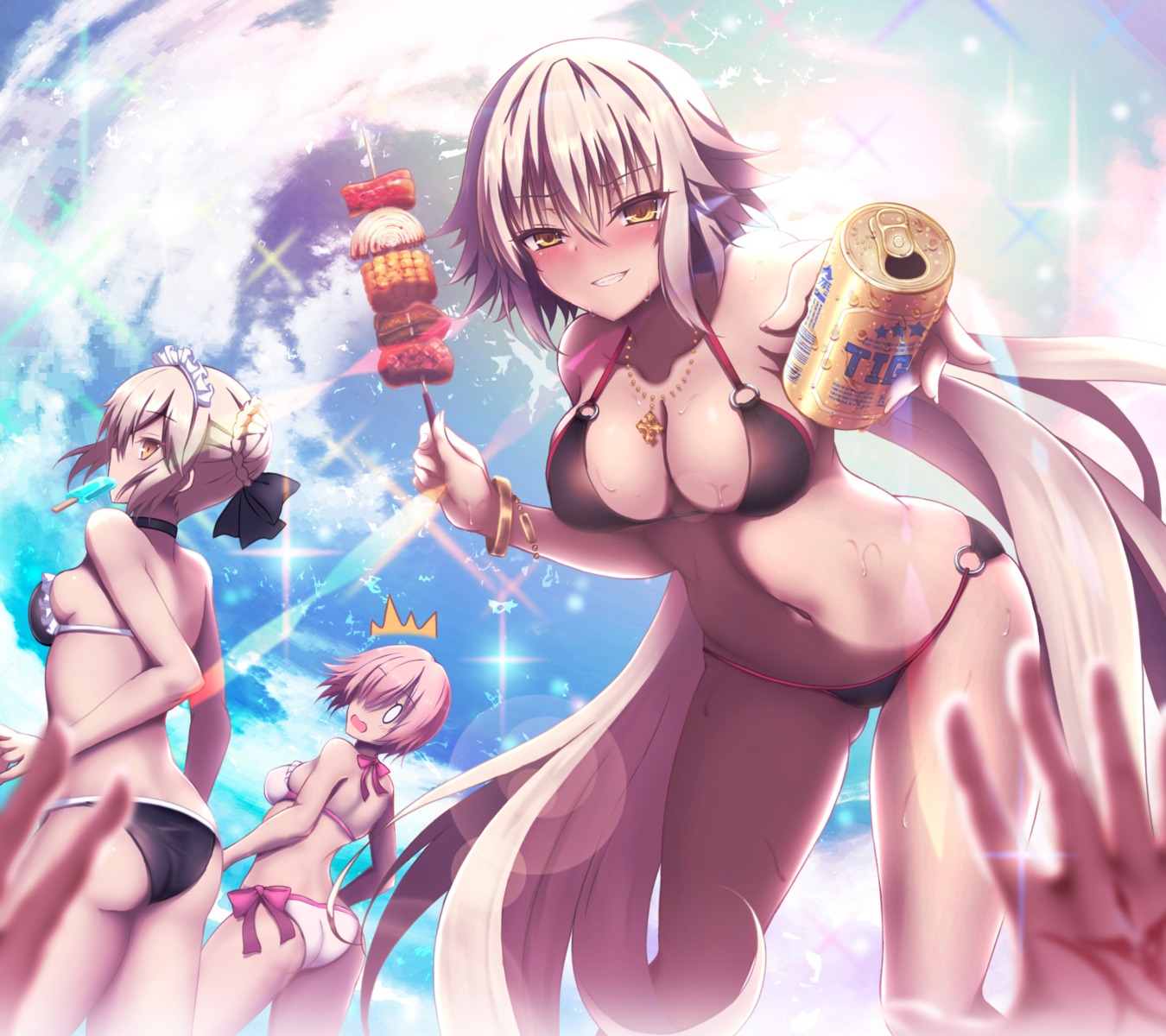akina, artoria_pendragon_(fate), artoria_pendragon_alter_(fate), bikini, fate/grand_order, jeanne_d'arc, jeanne_d'arc_(fate), maid
