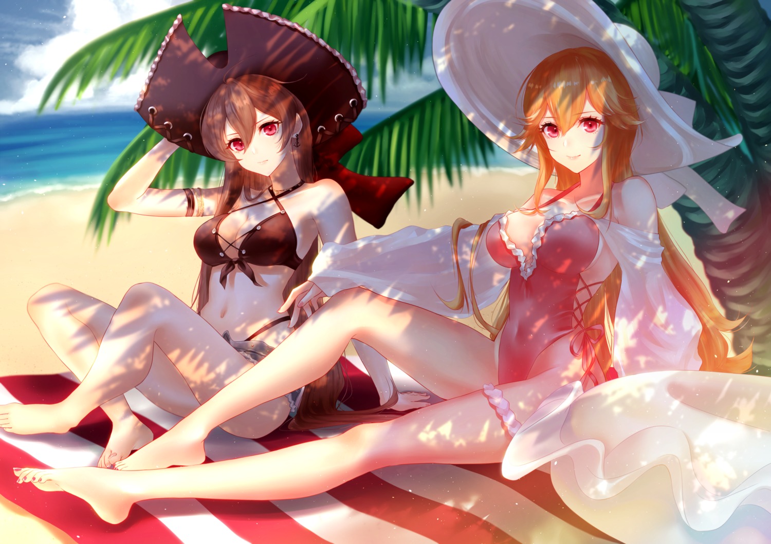 azur_lane, bikini, cleavage, garter, jean_bart_(azur_lane), lamunem, richelieu_(azur_lane), swimsuits