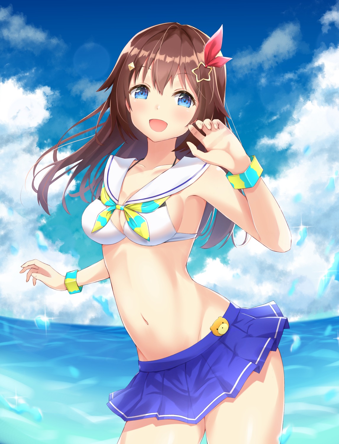 bikini, hololive, hozuka, skirt_lift, swimsuits, tokino_sora