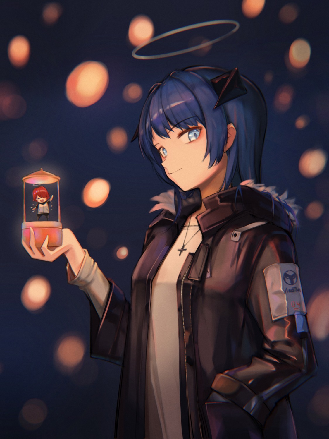 arknights, eyyy, halo, horns, mostima_(arknights)
